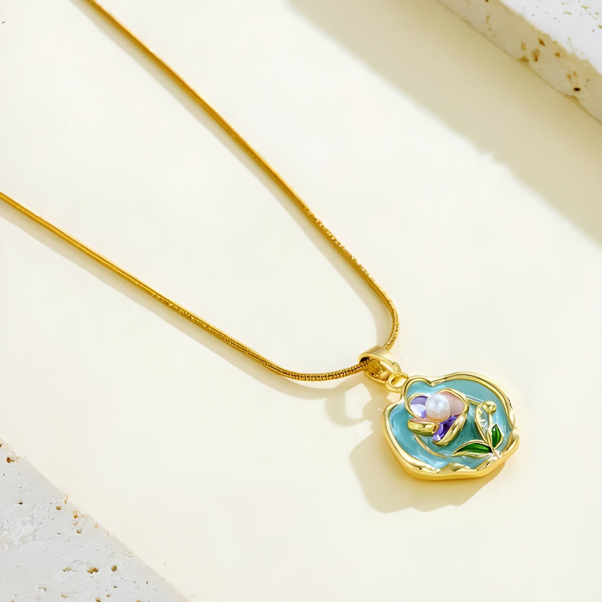 Betoverende Gouden Turquoise Parel Ketting