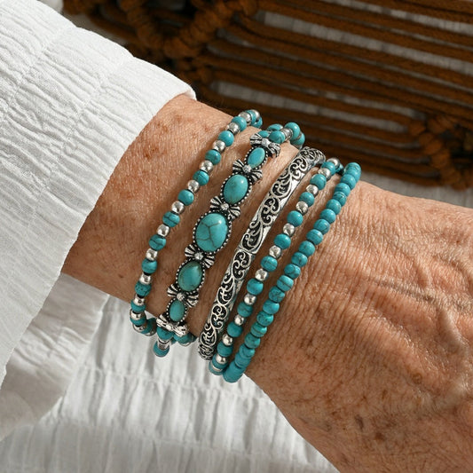 Premium Turquoise Kralenarmband Set