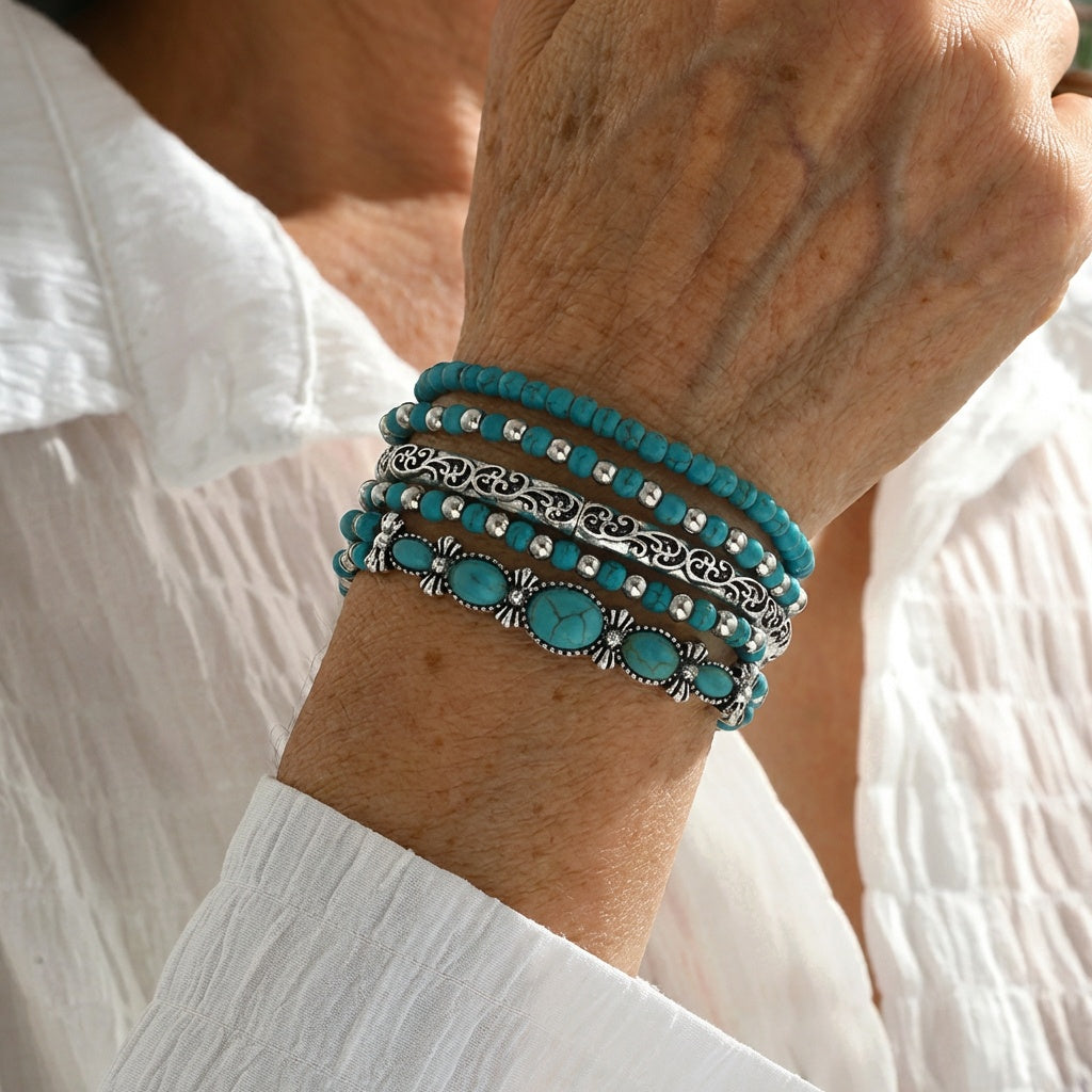 Premium Turquoise Kralenarmband Set