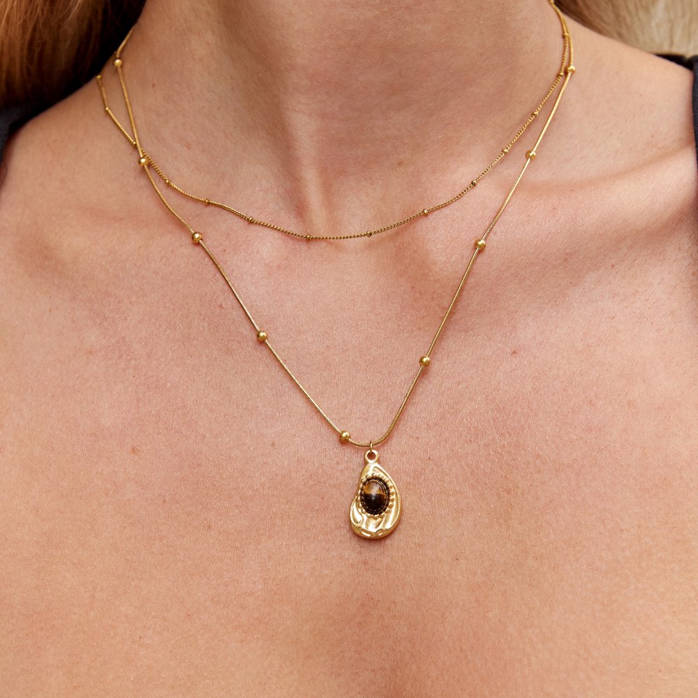 Elegante Gouden Ketting met Tijgeroog
