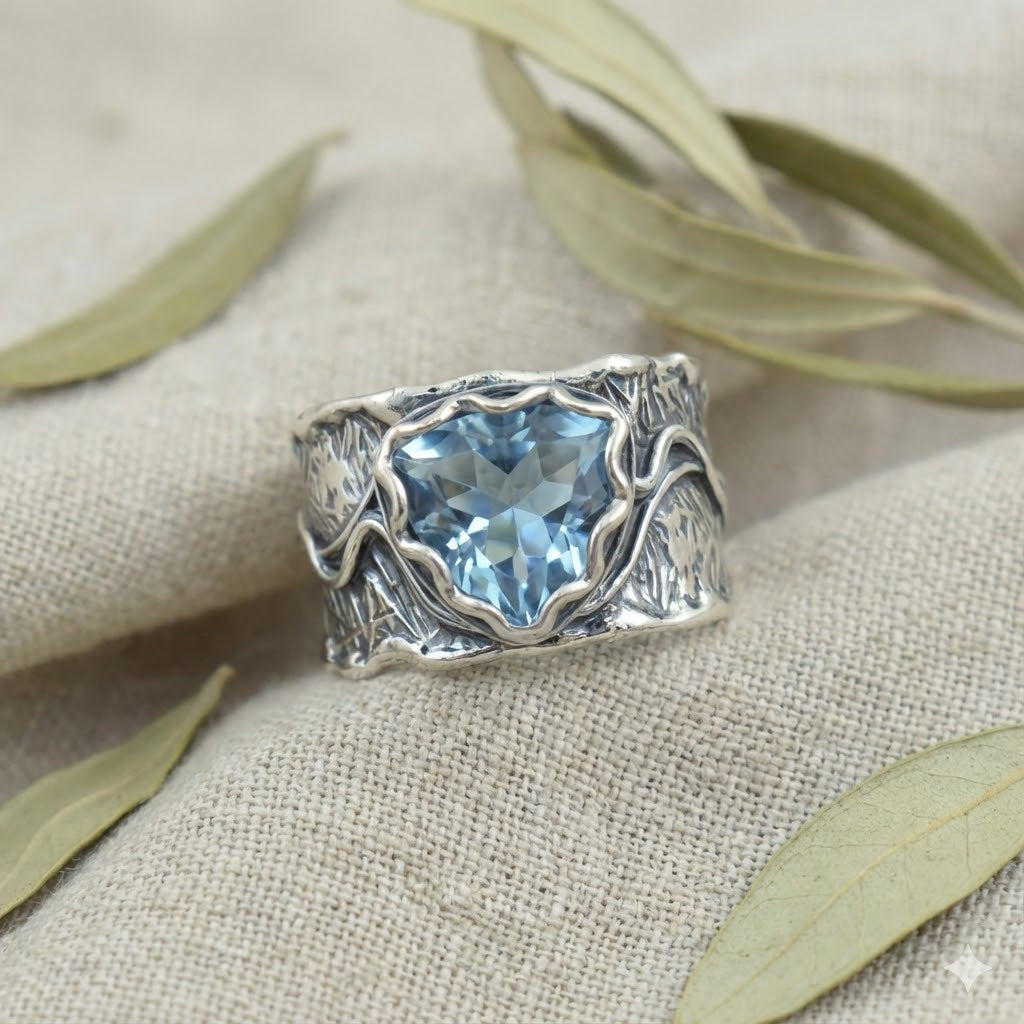 Blauwe Topaas Statement Ring